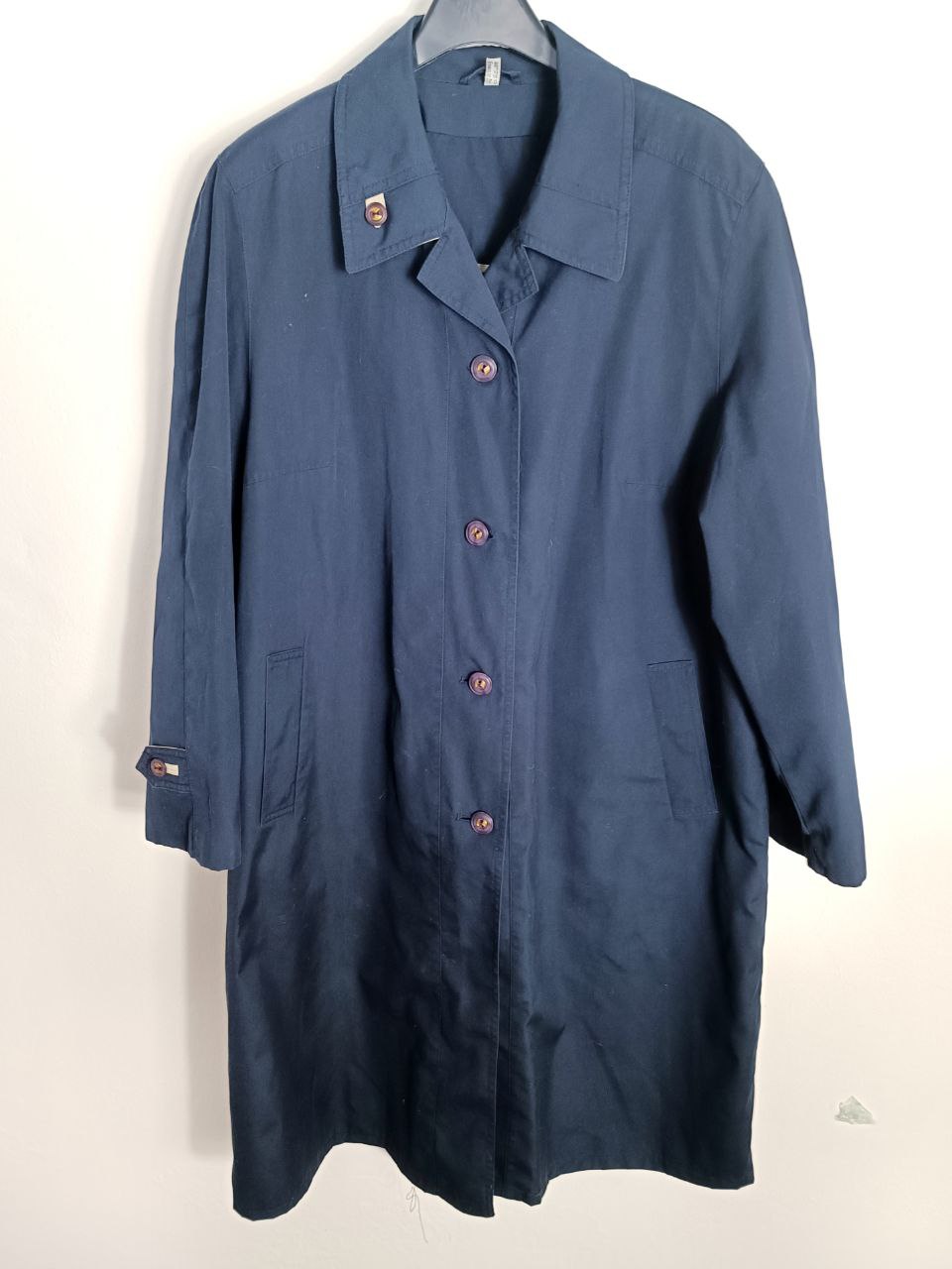 cappotto trench vintage lungo blu navy classico