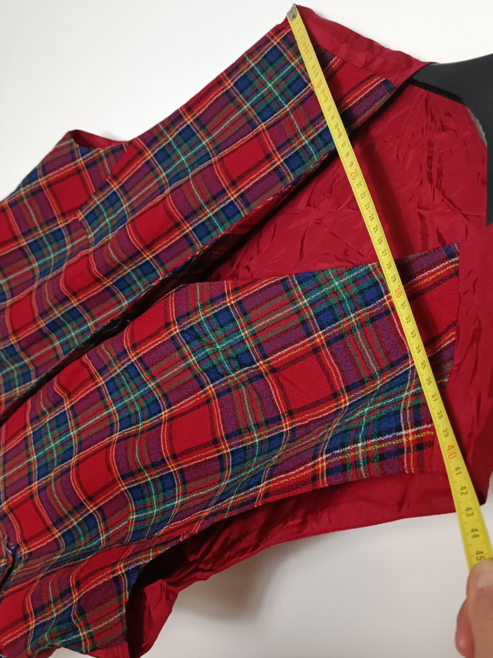 gilet vintage oversize in fantasia a quadretti scozzese tartan rosso in lana