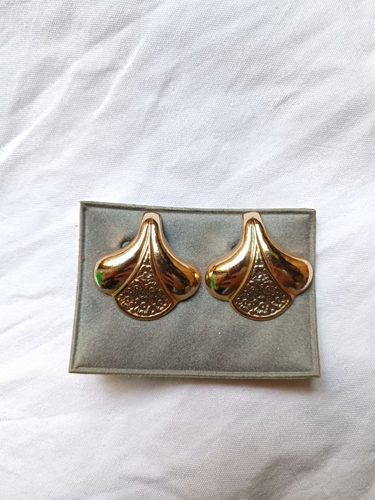 Orecchini vintage nuovi anni80 dorati chiusura clip-on