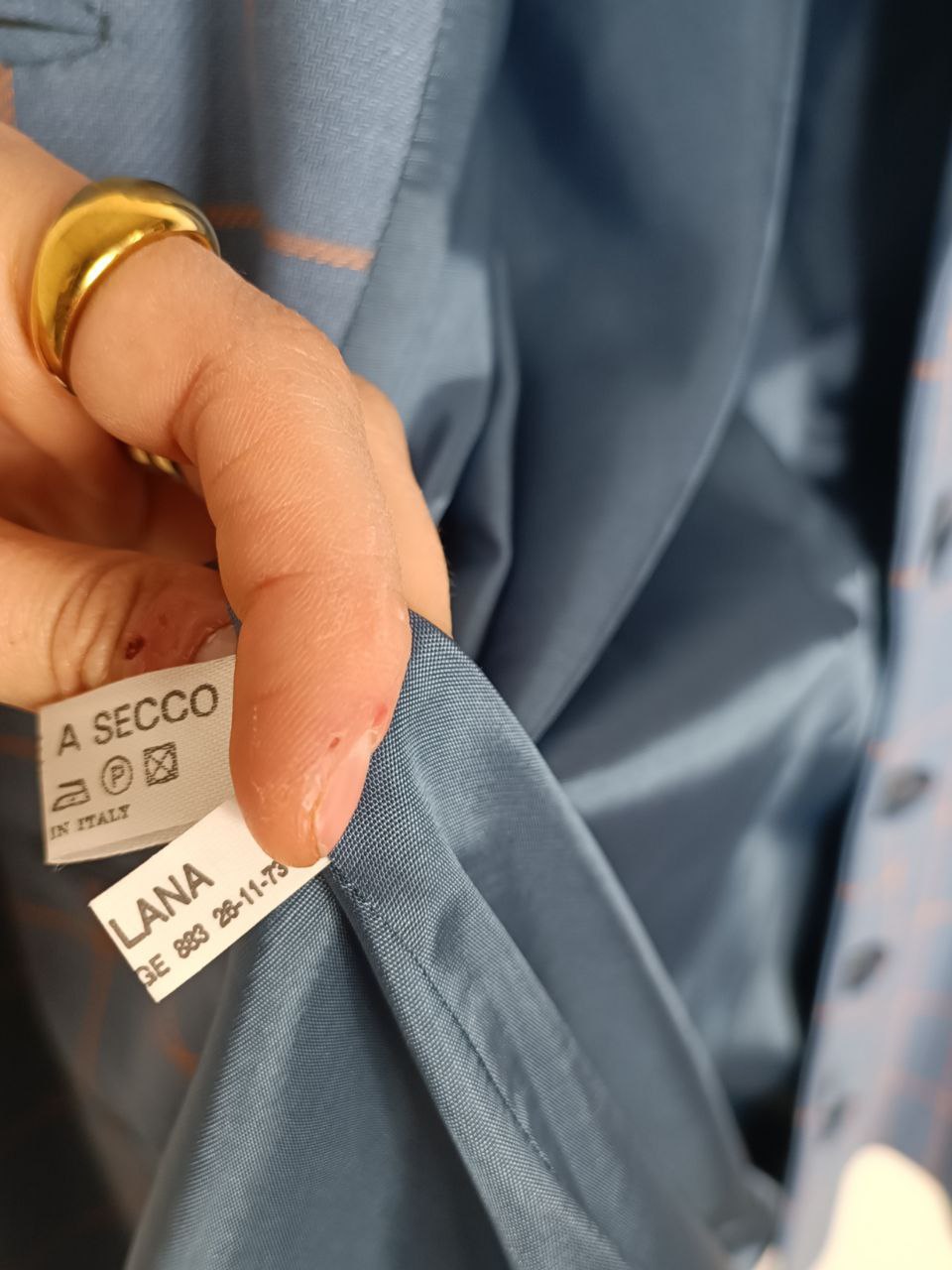 blazer vintage azzurro carta da zucchero in lana, fantasia a quadretti