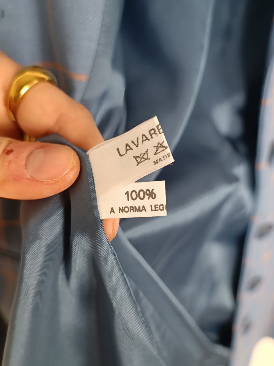 blazer vintage azzurro carta da zucchero in lana, fantasia a quadretti