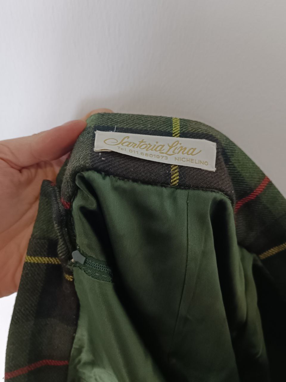 mini gonna vintage con fantasia a quadretti scozzesi tartan verde militare