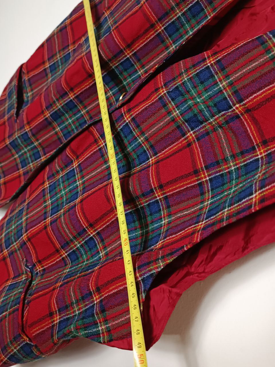 gilet vintage oversize in fantasia a quadretti scozzese tartan rosso in lana