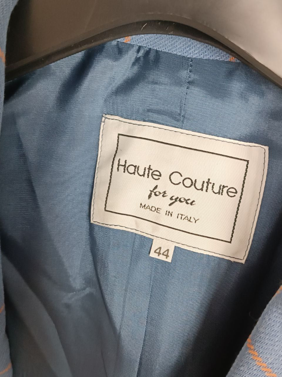 blazer vintage azzurro carta da zucchero in lana, fantasia a quadretti