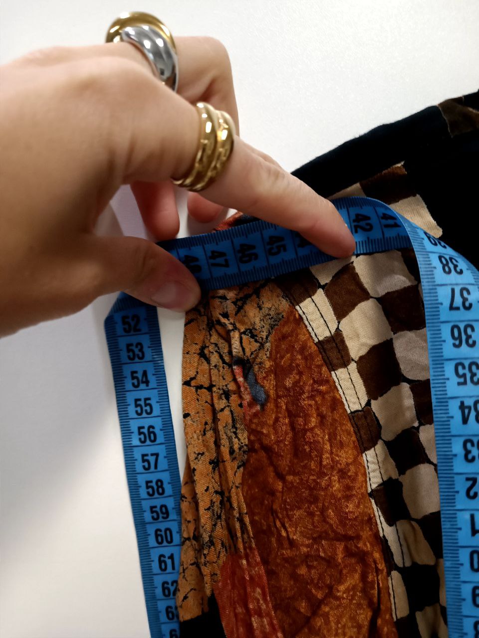 camicia vintage anni 80 fantasia funky arancione scacchi in viscosa