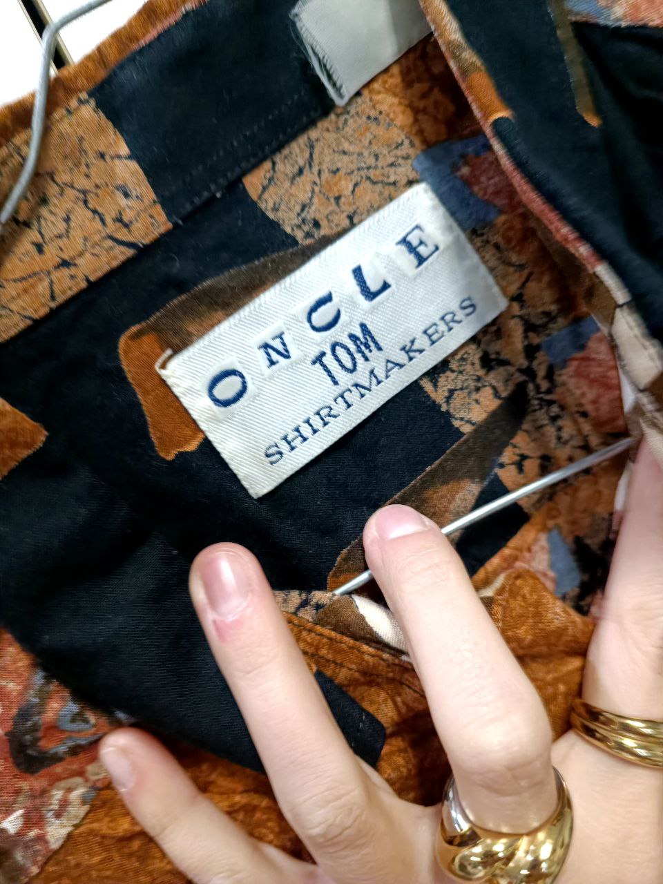 camicia vintage anni 80 fantasia funky arancione scacchi in viscosa